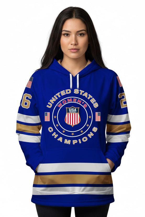USA Hockey 2026 CHAMPIONS Women's Performance Hoodie(unisex sizing)