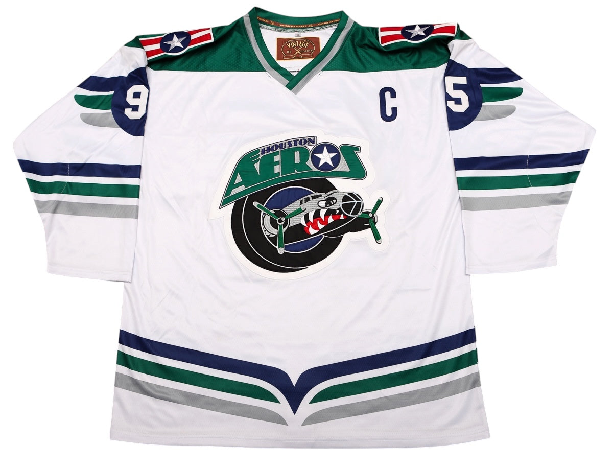 Houston Aeros 1990s Replica White Jersey (CUSTOM - PRE ORDER)