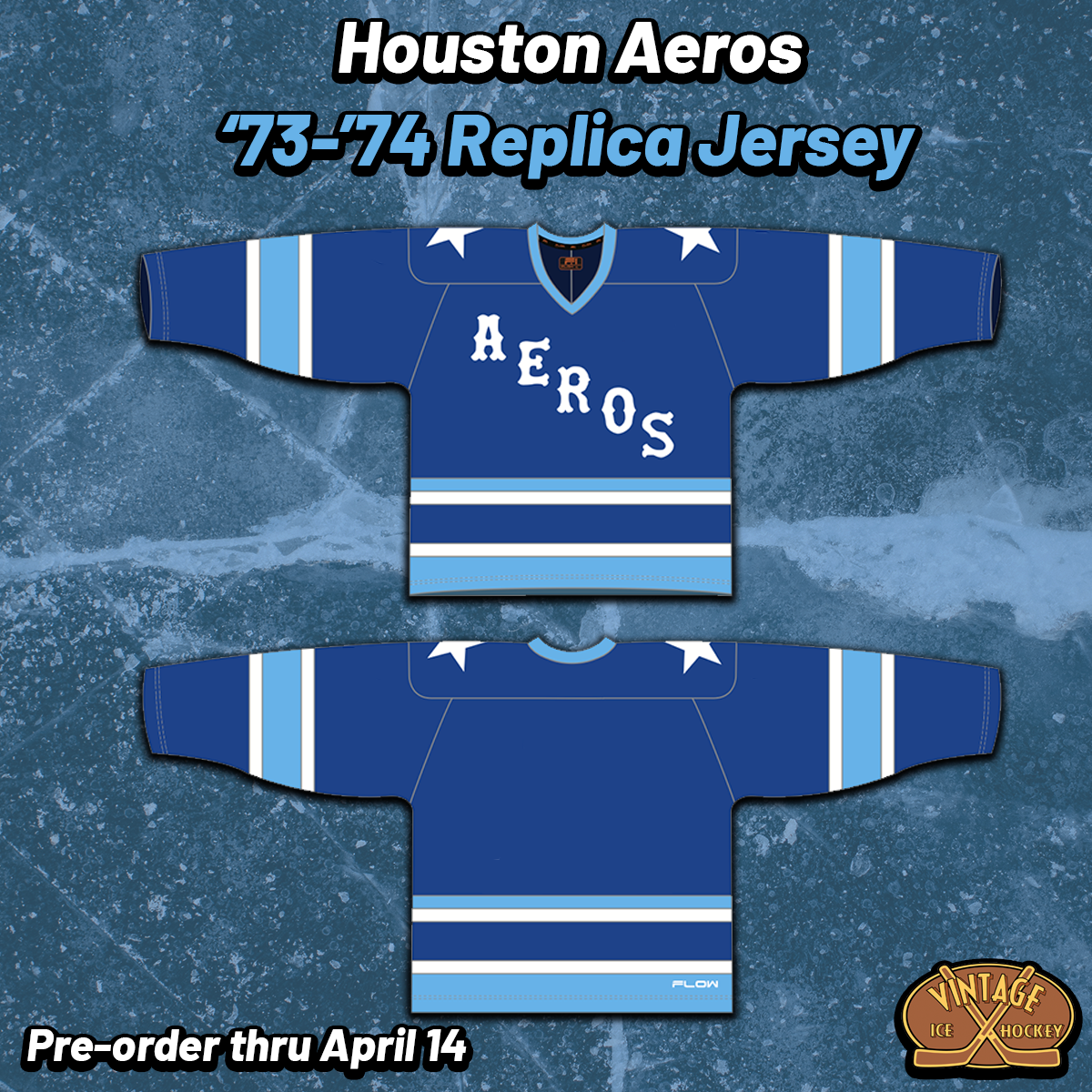 Houston Aeros 1973-74 Replica Jersey (BLANK - PRE-ORDER) – Vintage Ice ...