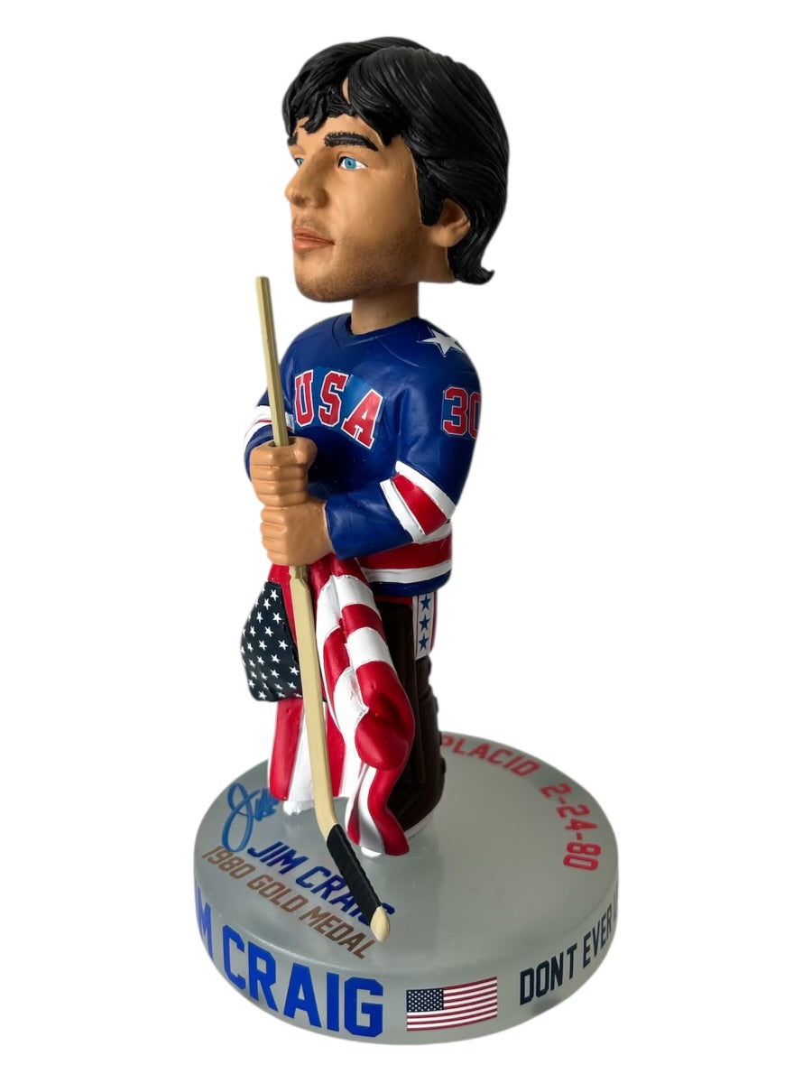 Jim Craig Signed 1980 Olympics Lake Placid Gold Medal “Miracle On Ice”.  Officially Bobblehead Edition of 144 - In Stock Now!
