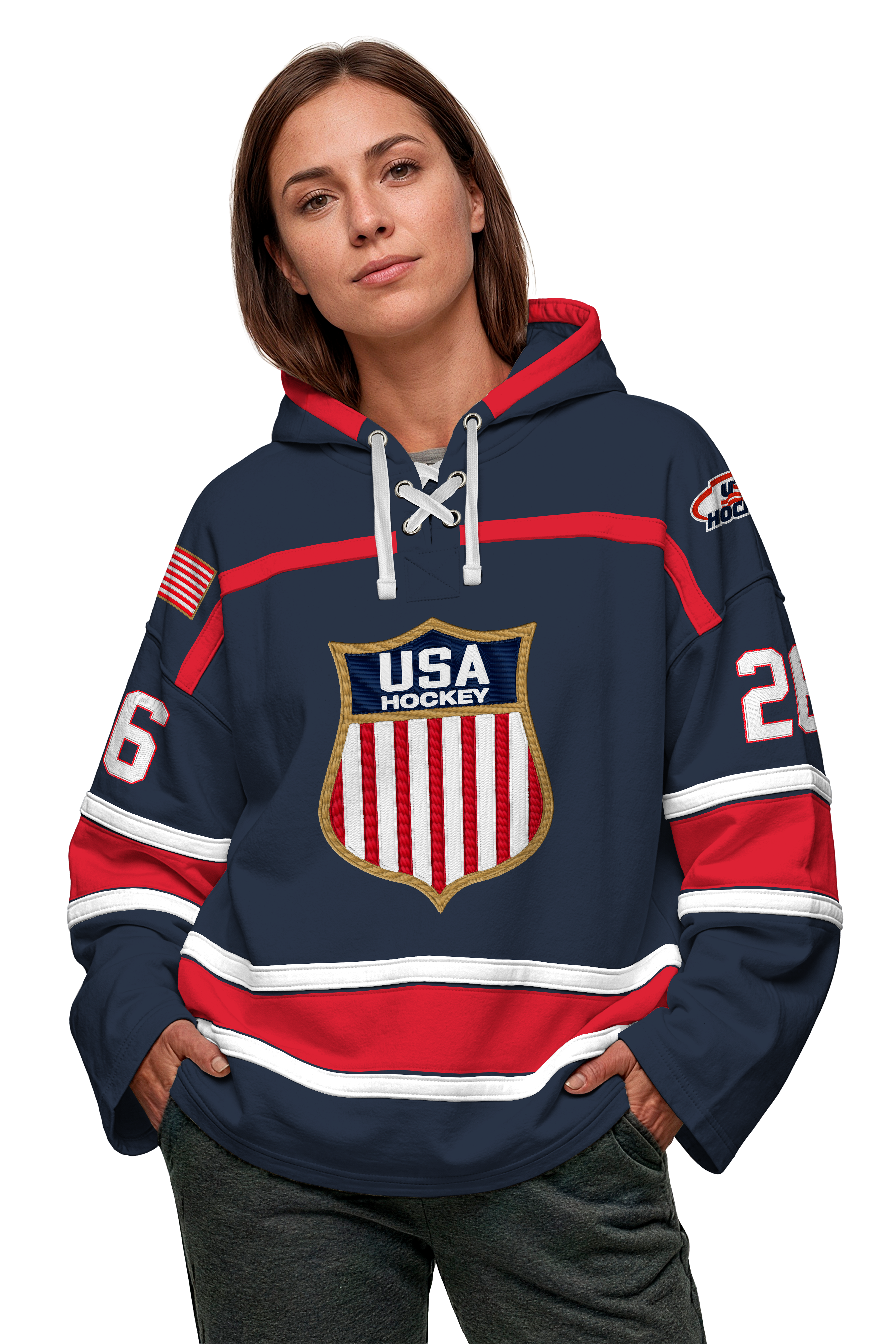 Kendall Coyne USA Hockey Embroidered Navy Lace Hoodie - Adult M