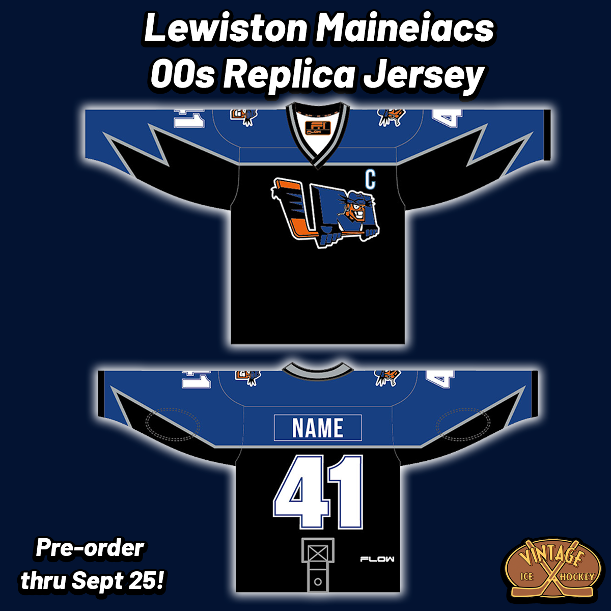 Lewiston Maineiacs 2000s Replica Jersey (CUSTOM - PRE ORDER)