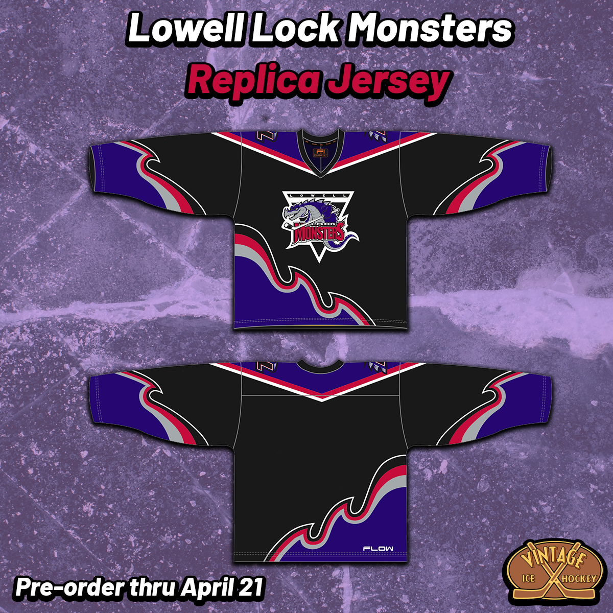 Lowell Lock Monsters Black Replica Jersey (BLANK - PRE-ORDER)