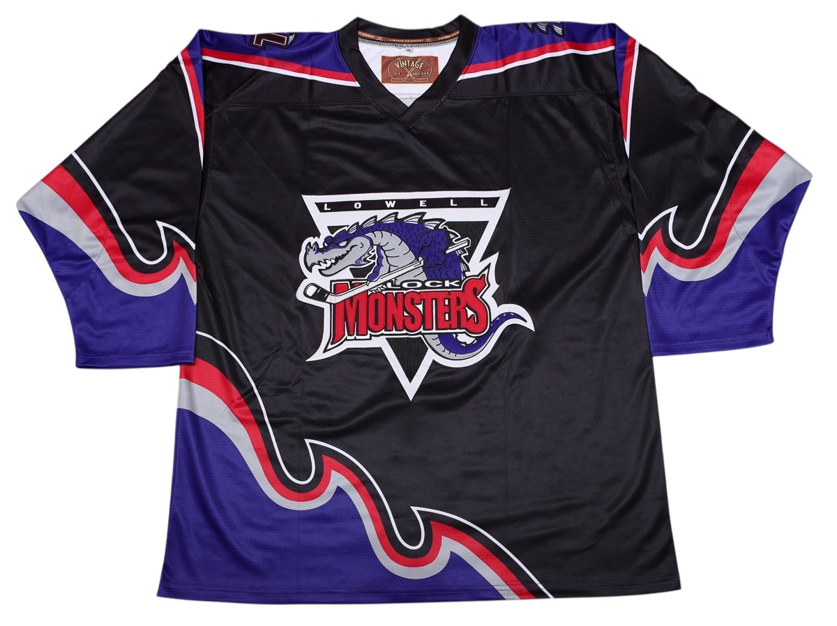 lake erie monsters jersey Lowell Lock Monsters Black Replica Jersey (BLANK