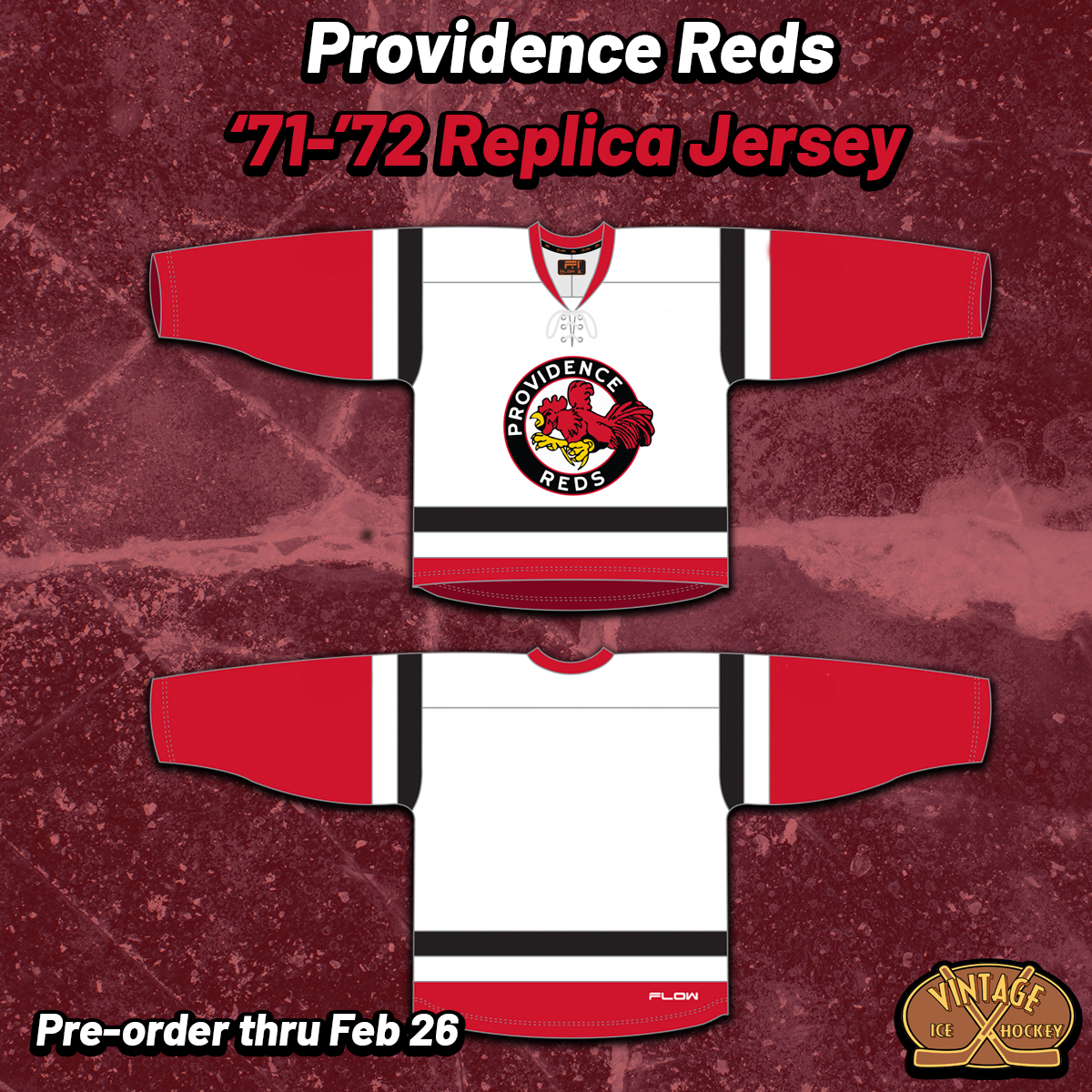 Providence Reds 1971-72 Replica Jersey (BLANK - PRE-ORDER)