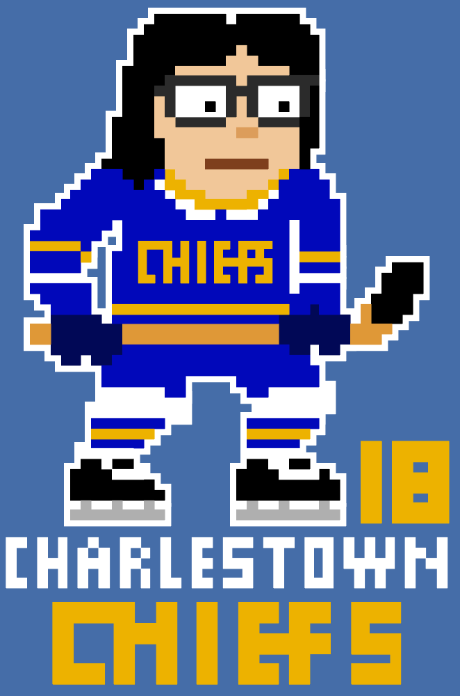 Charlestown Chiefs Retro Pixel T-Shirt (#18 Jeff Hanson)