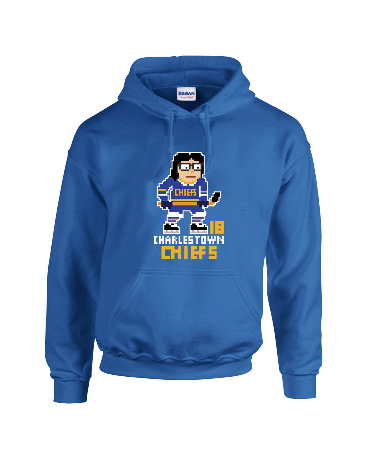 Charlestown Chiefs Retro Pixel Hoodie (#18 Jeff Hanson)