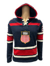 USA Hockey Shield Logo Official Embroidered Navy Lace Hoodie