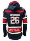 USA Hockey Shield Logo Official Embroidered Navy Lace Hoodie