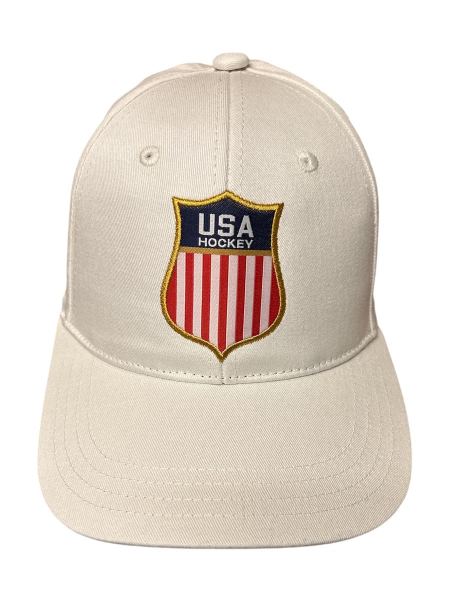 USA Hockey Shield Official Licensed Vintage White Cap