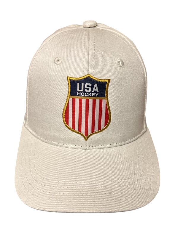 USA Hockey Shield Official Licensed Vintage White Cap