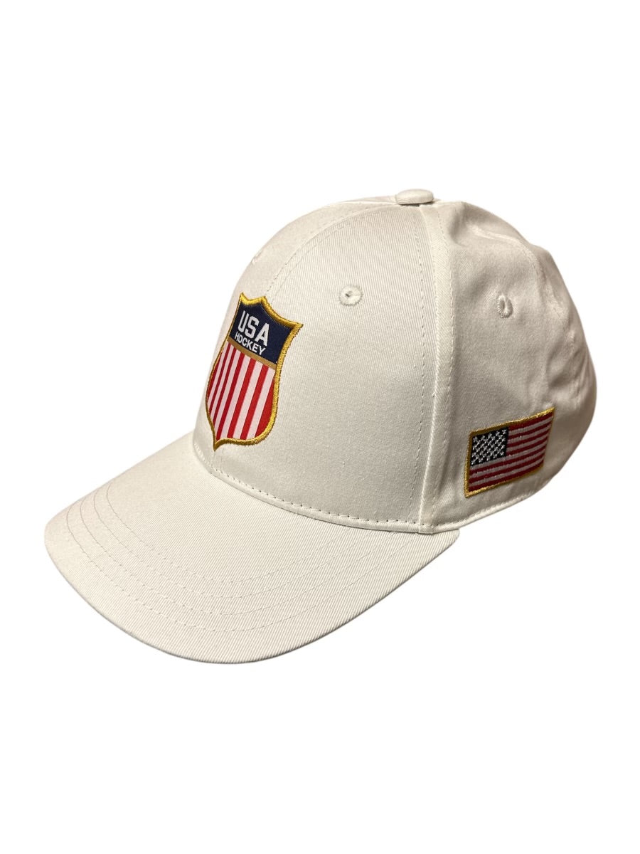 USA Hockey Shield Official Licensed Vintage White Cap