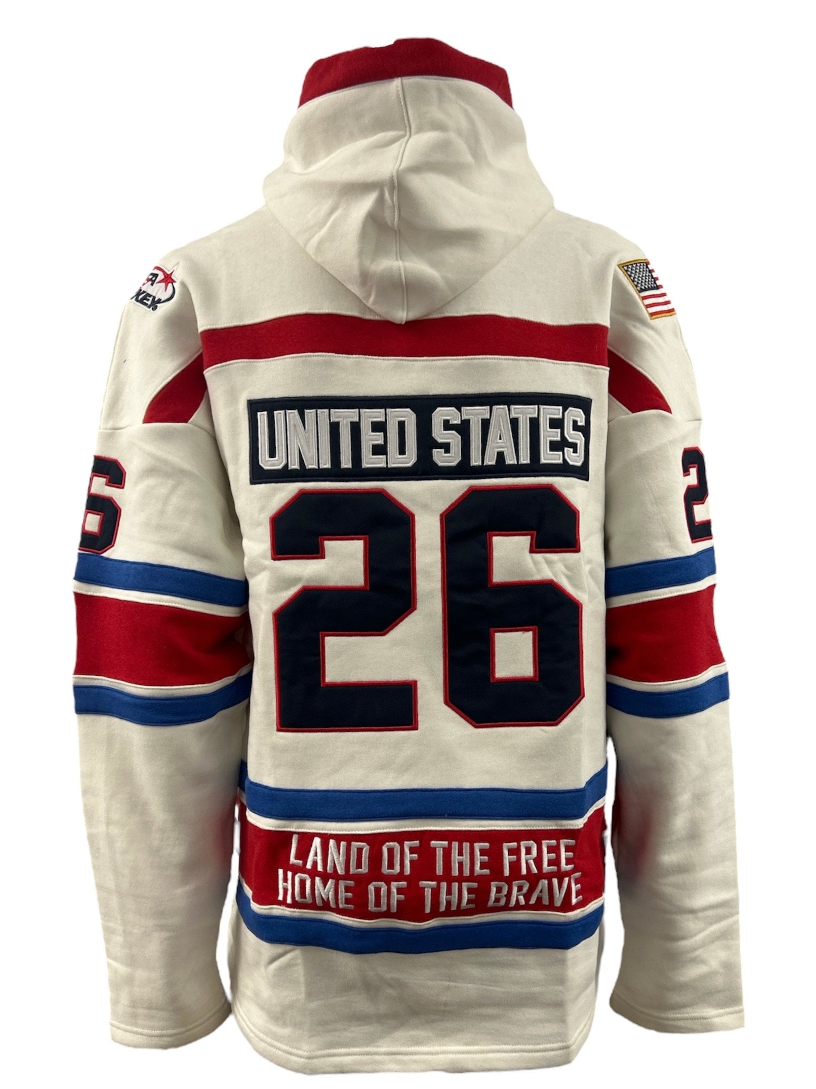USA Hockey Shield Logo Official Embroidered Vintage White Lace Hoodie - Youth Small