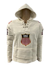 USA Hockey Shield Logo Official Vintage Look Embroidered White Lace Hoodie