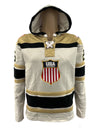 USA Hockey Shield Logo Official Embroidered Performance White Lace Hoodie