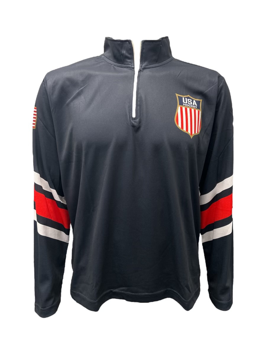 USA Hockey Shield Logo Official Navy 1/4 Zip Pullover