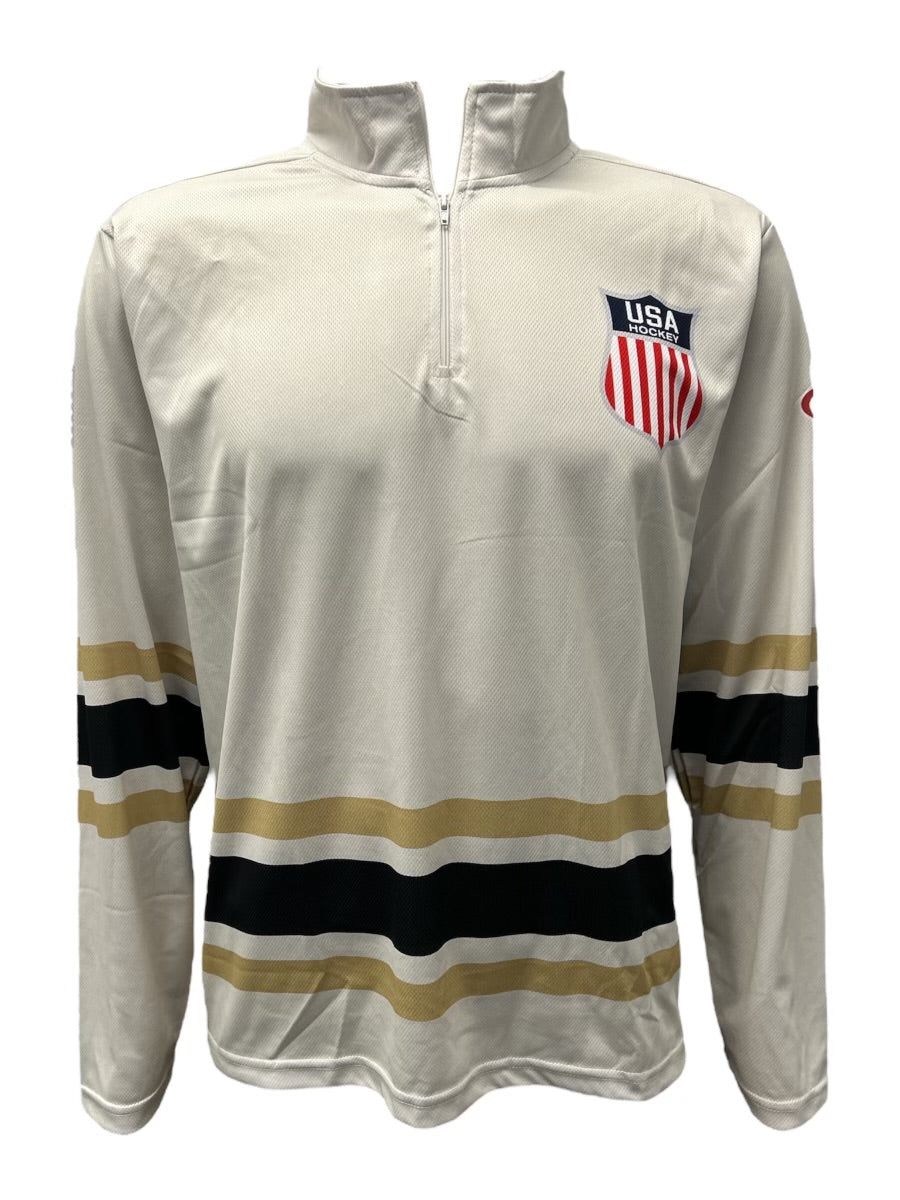 USA Hockey Shield Logo Official Vintage White 1/4 Zip Pullover