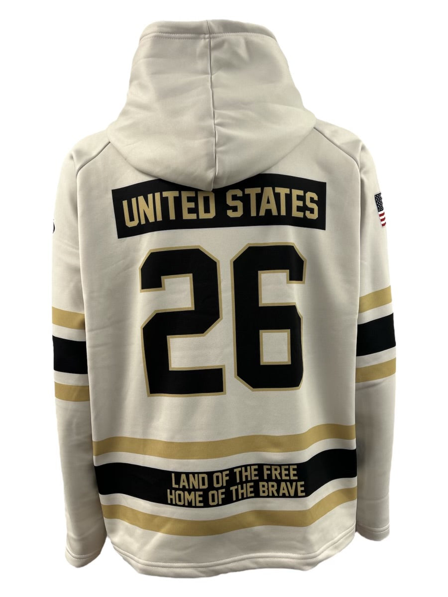 USA Hockey Shield Logo Official Vintage White Performance Hoodie