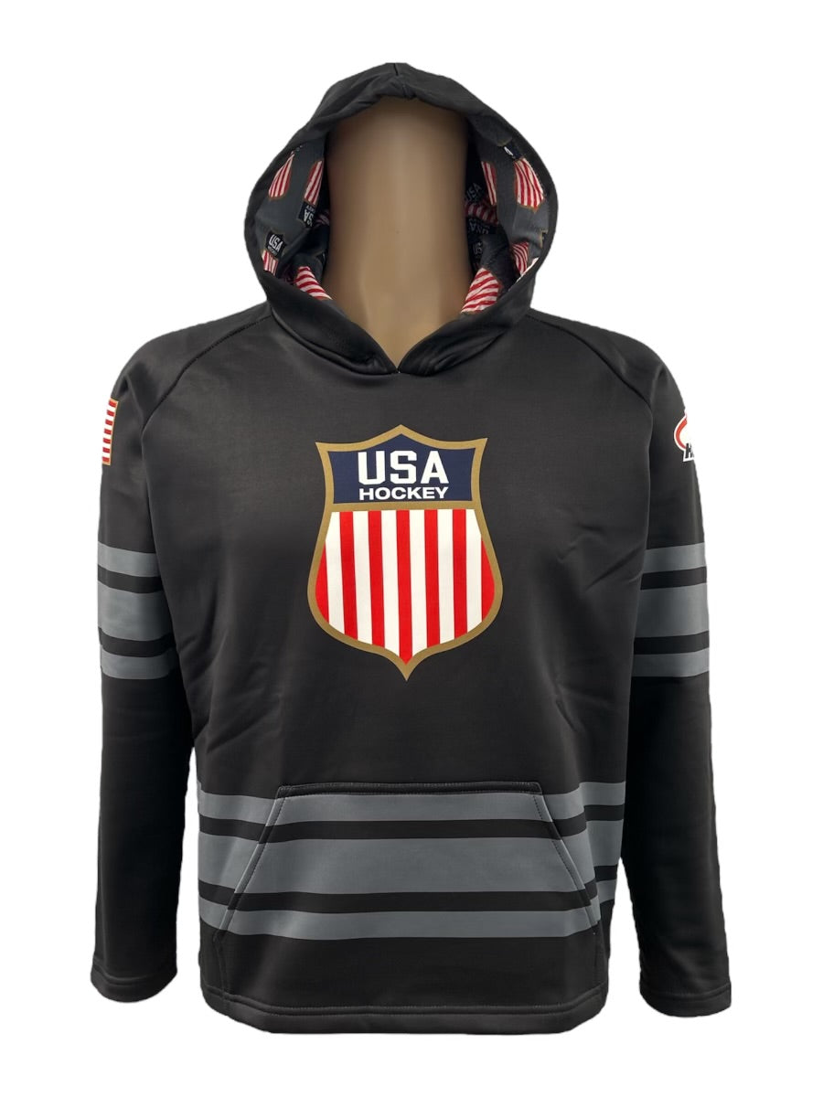 USA Hockey Shield Logo Official Black Performance Hoodie