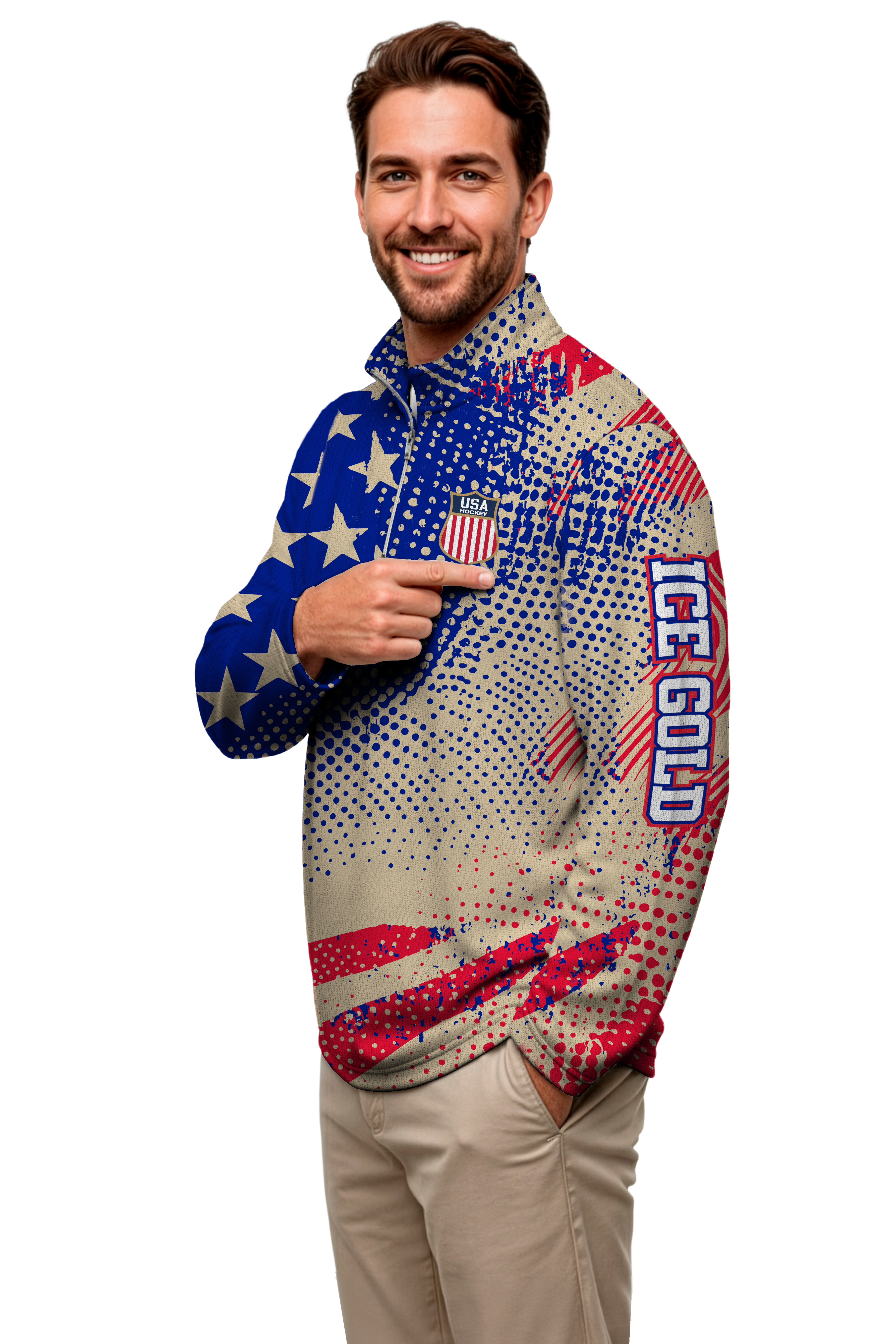 USA Hockey 2026 CHAMPIONS American Flag 1/4 Zip Pullover(unisex sizing)