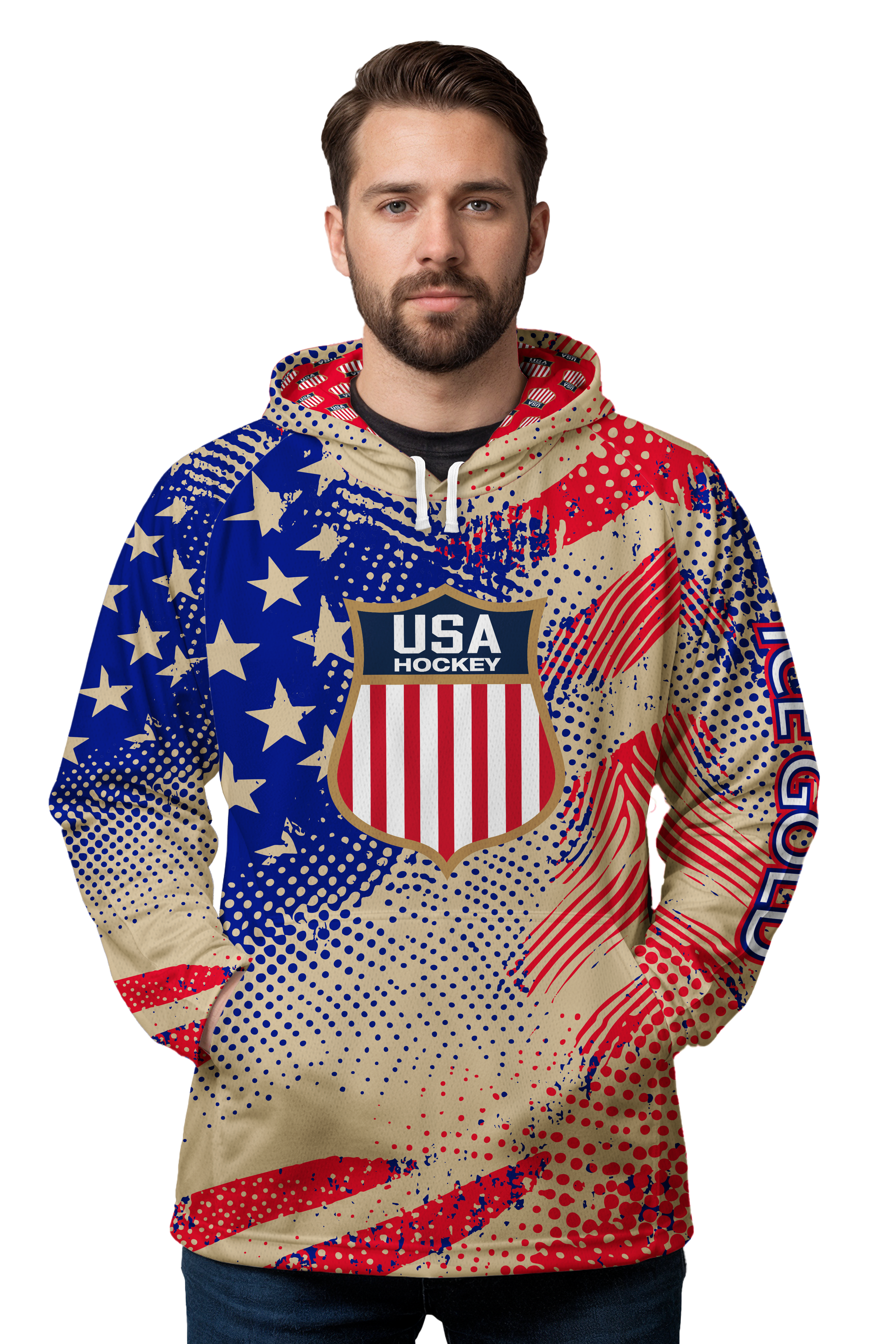USA Hockey 2026 CHAMPIONS American Flag Performance Hoodie(unisex sizing)