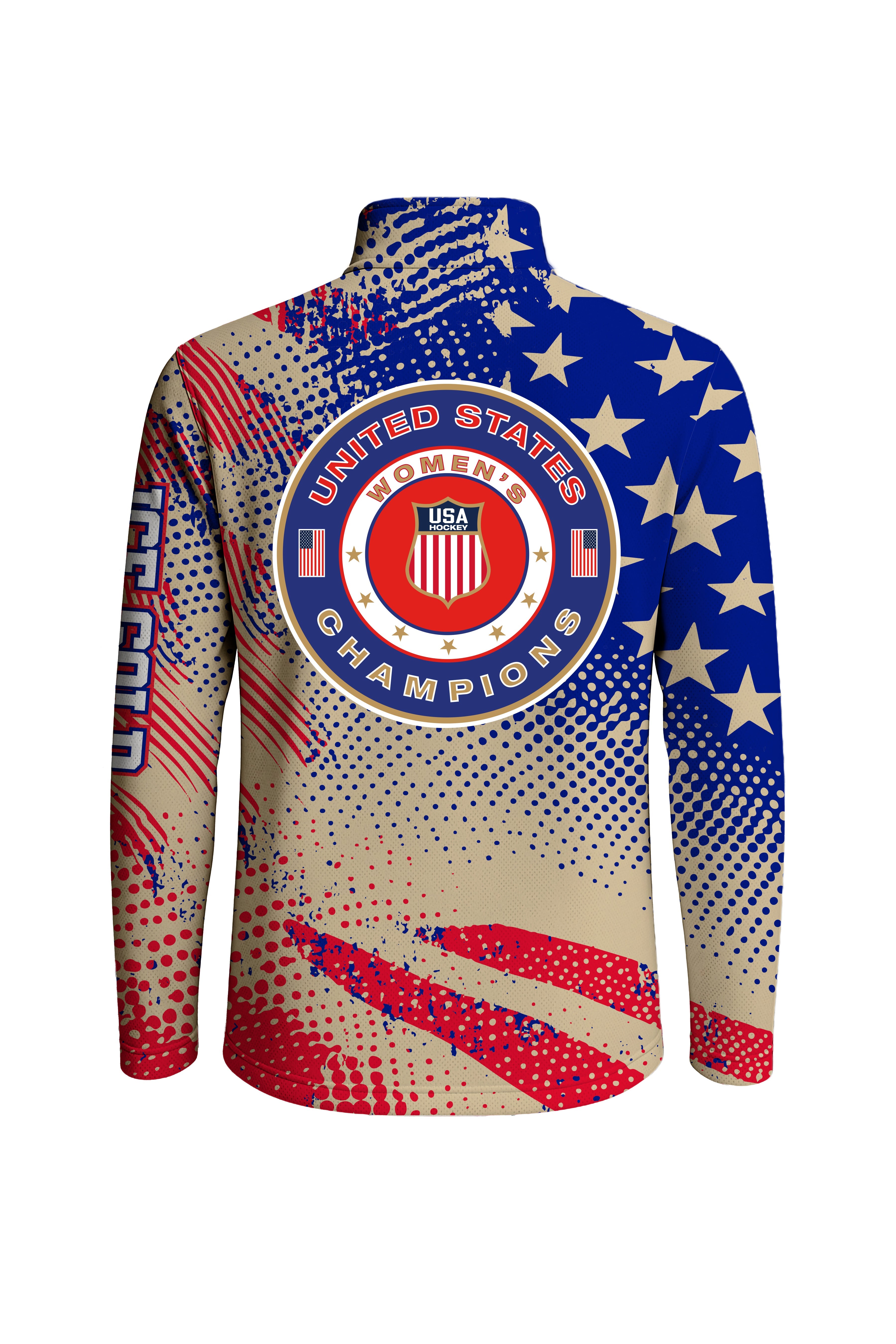 USA Hockey 2026 CHAMPIONS American Flag 1/4 Zip Pullover(unisex sizing)