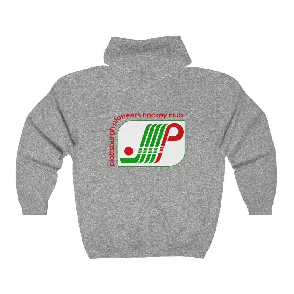 Plattsburgh Pioneers Hoodie (Zip), front, plain (design is on the back)