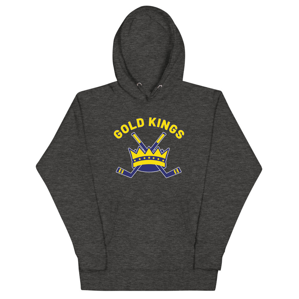 Alaska Gold Kings Hoodie (Premium) with the gold crown with crossed sticks and arched text on the front