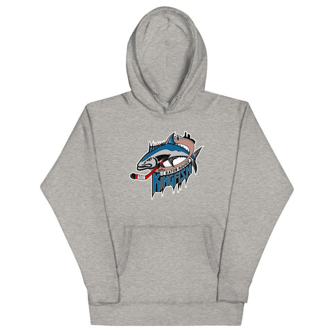 Baton Rouge Kingfish Hoodie (Premium) with the leaping kingfish over a hockey stick on the front, view 2