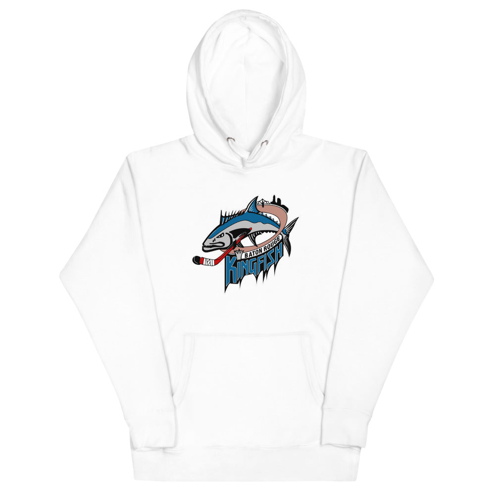 Baton Rouge Kingfish Hoodie (Premium) with the leaping kingfish over a hockey stick on the front, view 4