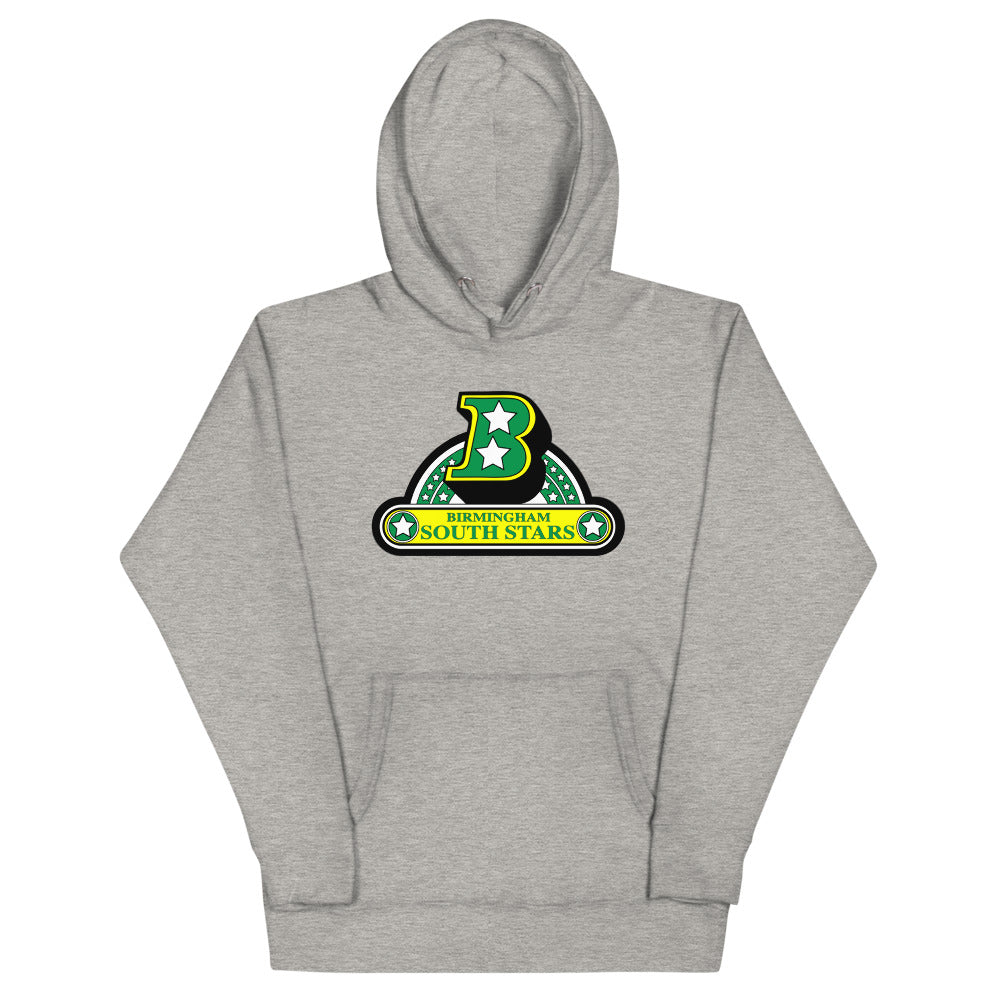 Birmingham South Stars Logo Hoodie (Premium) with the green starred B on a banner on the front, view 2