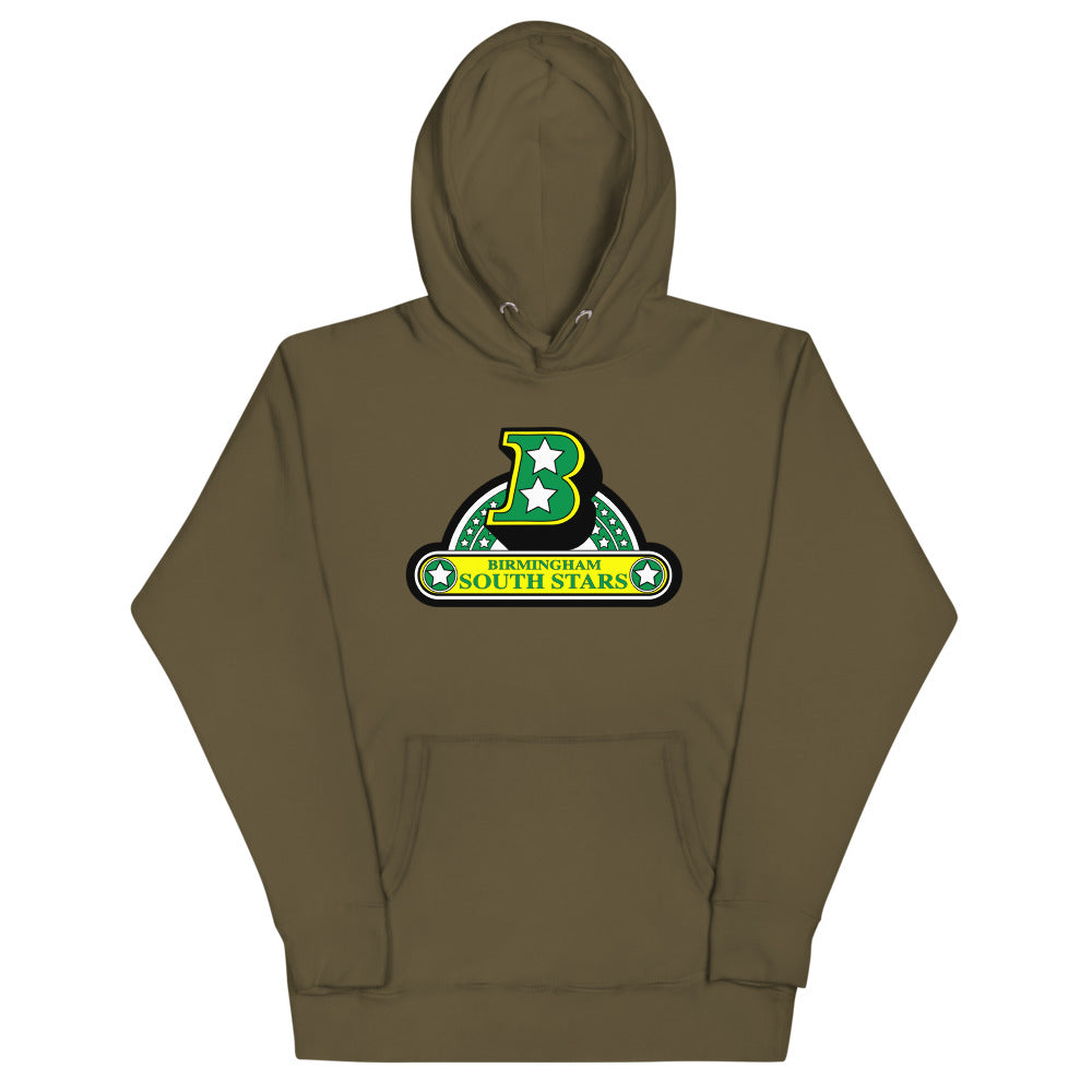 Birmingham South Stars Logo Hoodie (Premium) with the green starred B on a banner on the front