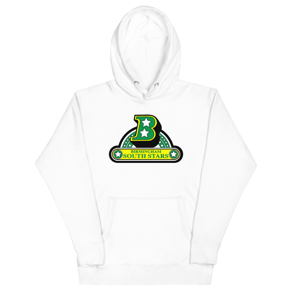 Birmingham South Stars Logo Hoodie (Premium) with the green starred B on a banner on the front, view 3