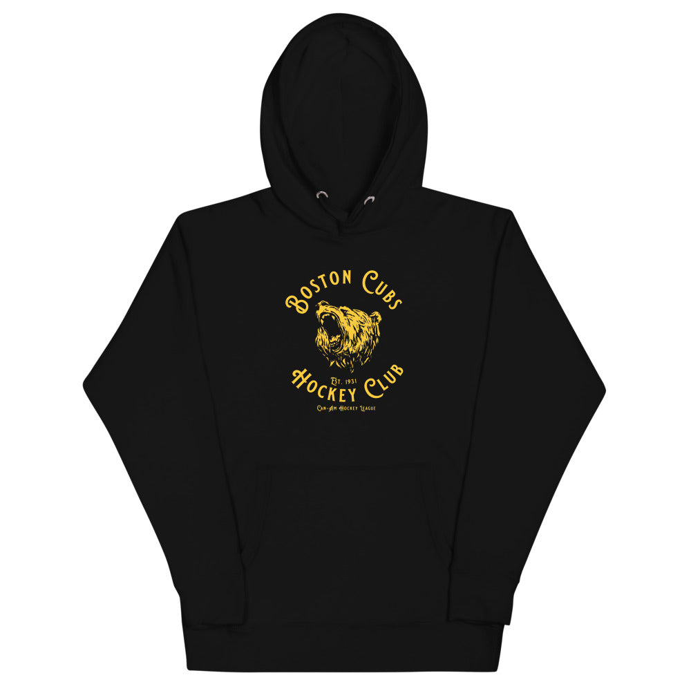 Boston Cubs Hoodie (Premium) with the gold bear head in a ring of lettering on the front