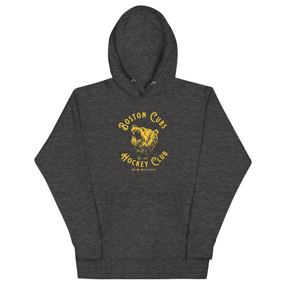 Boston Cubs Hoodie (Premium) with the gold bear head in a ring of lettering on the front, view 2