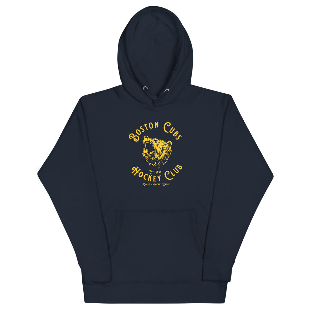 Boston Cubs Hoodie (Premium) with the gold bear head in a ring of lettering on the front, view 3