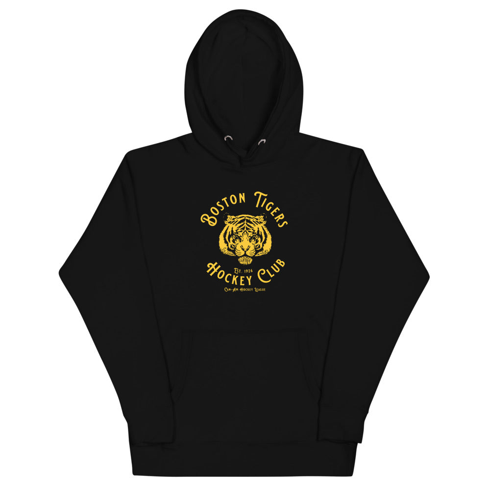 Boston Tigers Hoodie (Premium) with the gold tiger head in a ring of lettering on the front