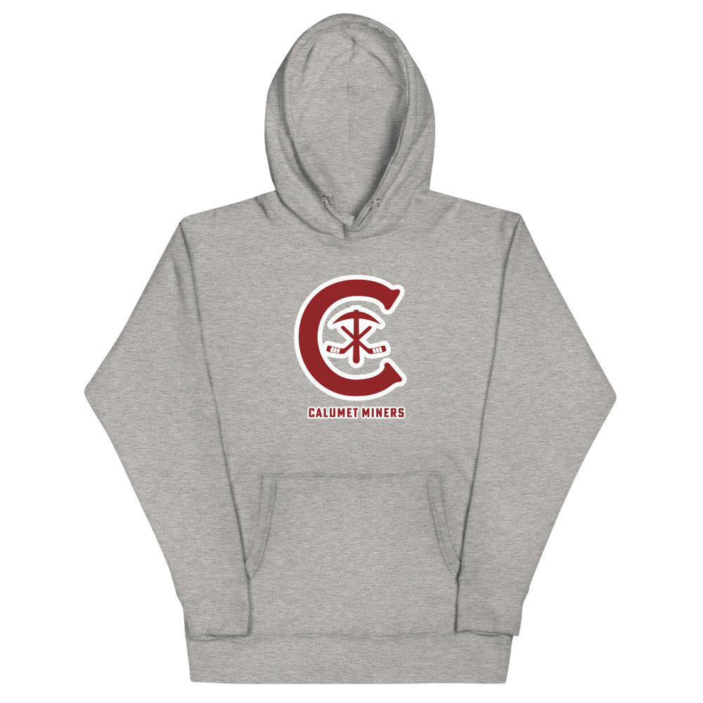 Calumet Miners Hoodie (Premium) with the red and white C monogram logo on the front, view 2