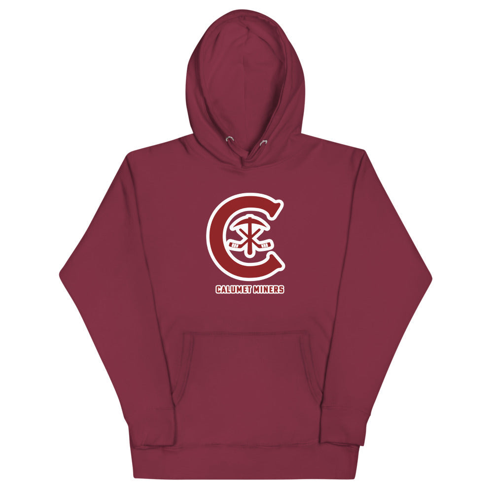 Calumet Miners Hoodie (Premium) with the red and white C monogram logo on the front