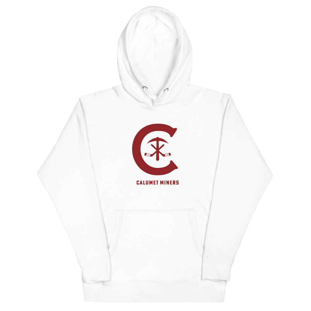 Calumet Miners Hoodie (Premium) with the red and white C monogram logo on the front, view 3