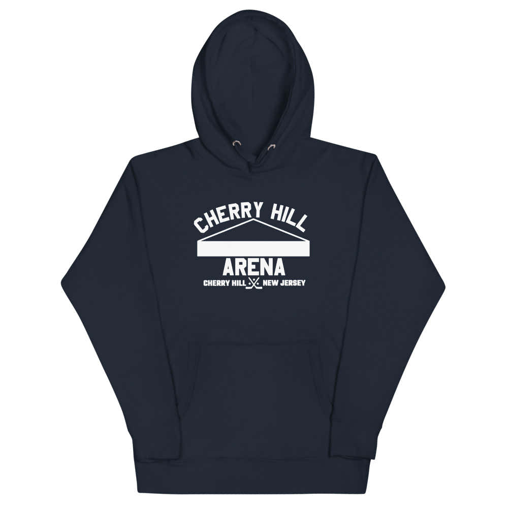 Cherry Hill Arena Hoodie (Premium) with the white arched lettering over an arena roofline on the front, view 6