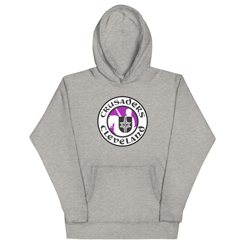 Cleveland Crusaders Hoodie (Premium) with the round crest logo with a knight's helmet on the front