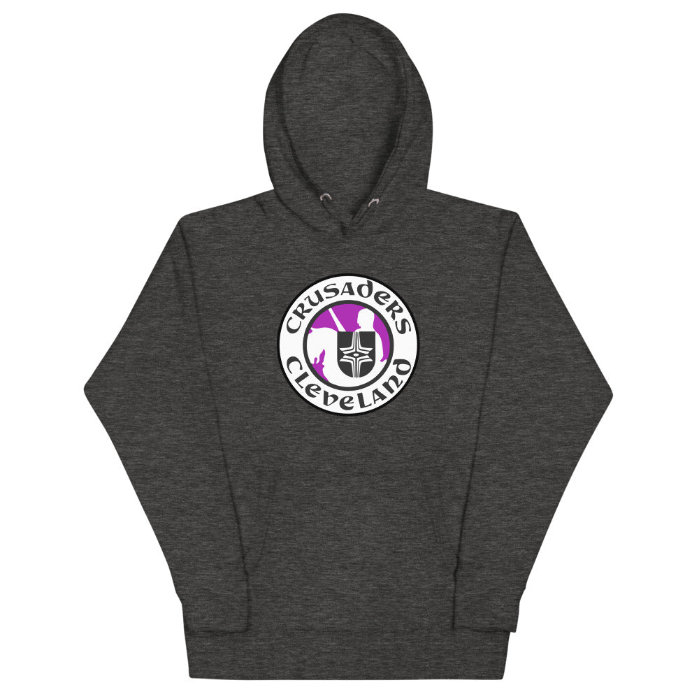 Cleveland Crusaders Hoodie (Premium) with the round crest logo with a knight's helmet on the front, view 2