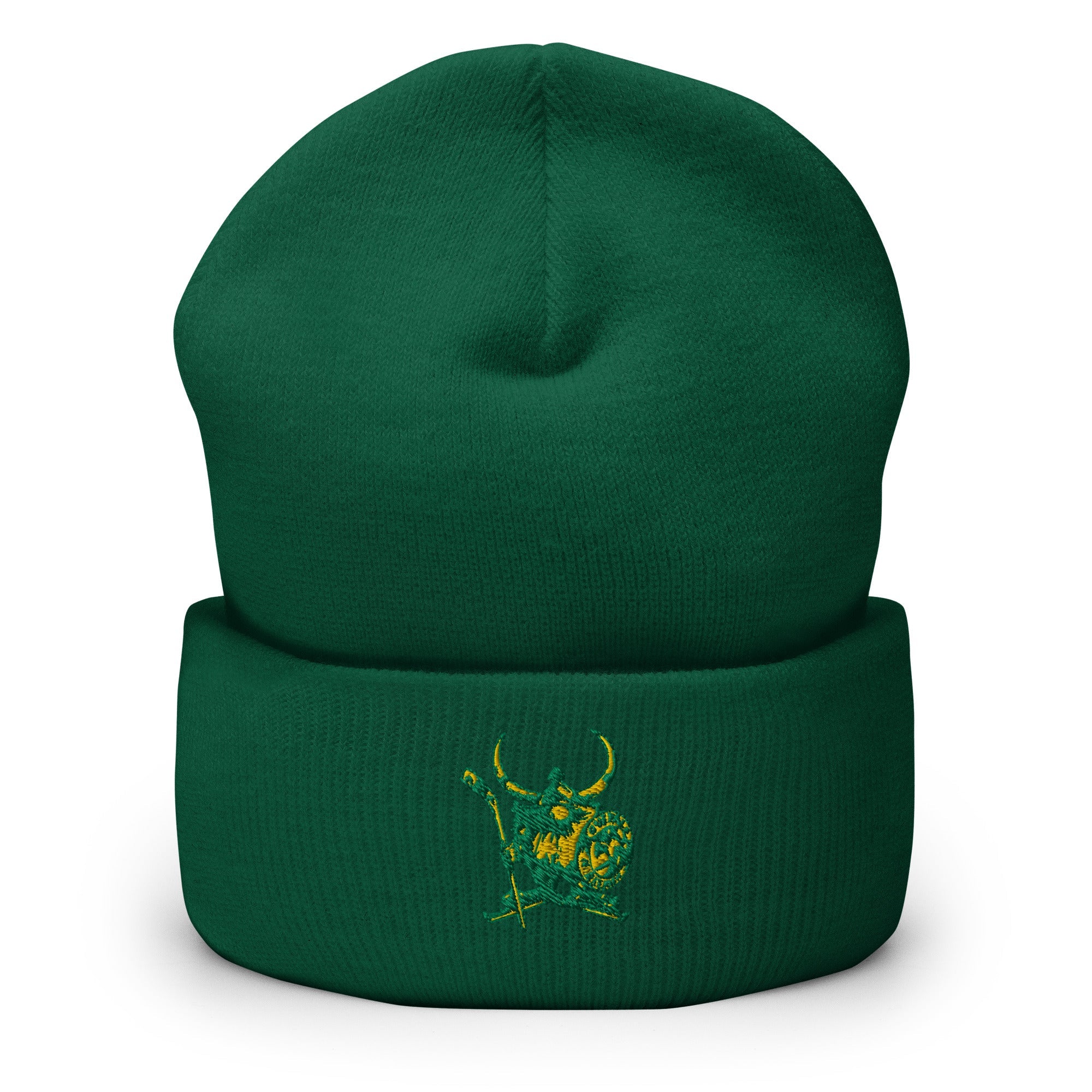 CLEARANCE Buffalo Norsemen Beanie - One Size in green with the small embroidered horned Viking skater logo on the front
