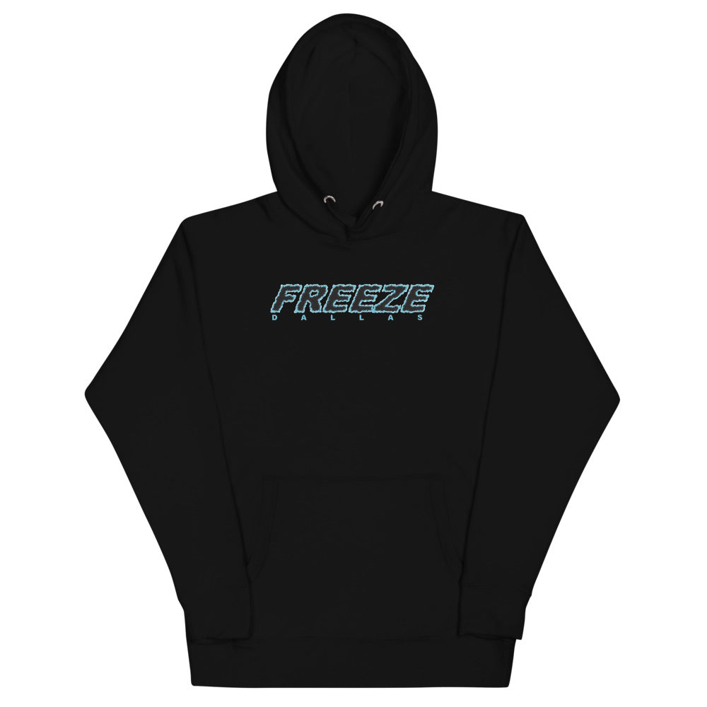 Dallas Freeze Hoodie (Premium) with the icy blue italic wordmark on the front