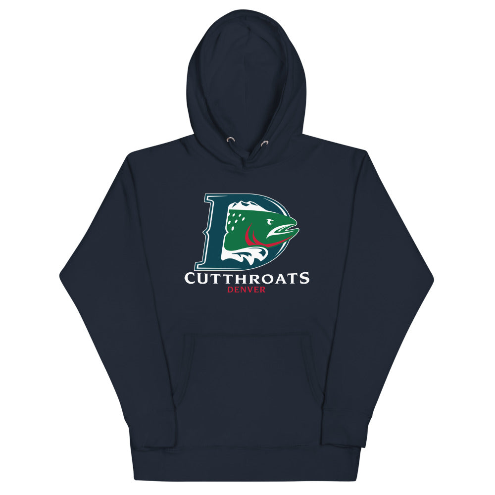 Denver Cutthroats Hoodie (Premium) with the D logo with a trout head and white lettering on the front