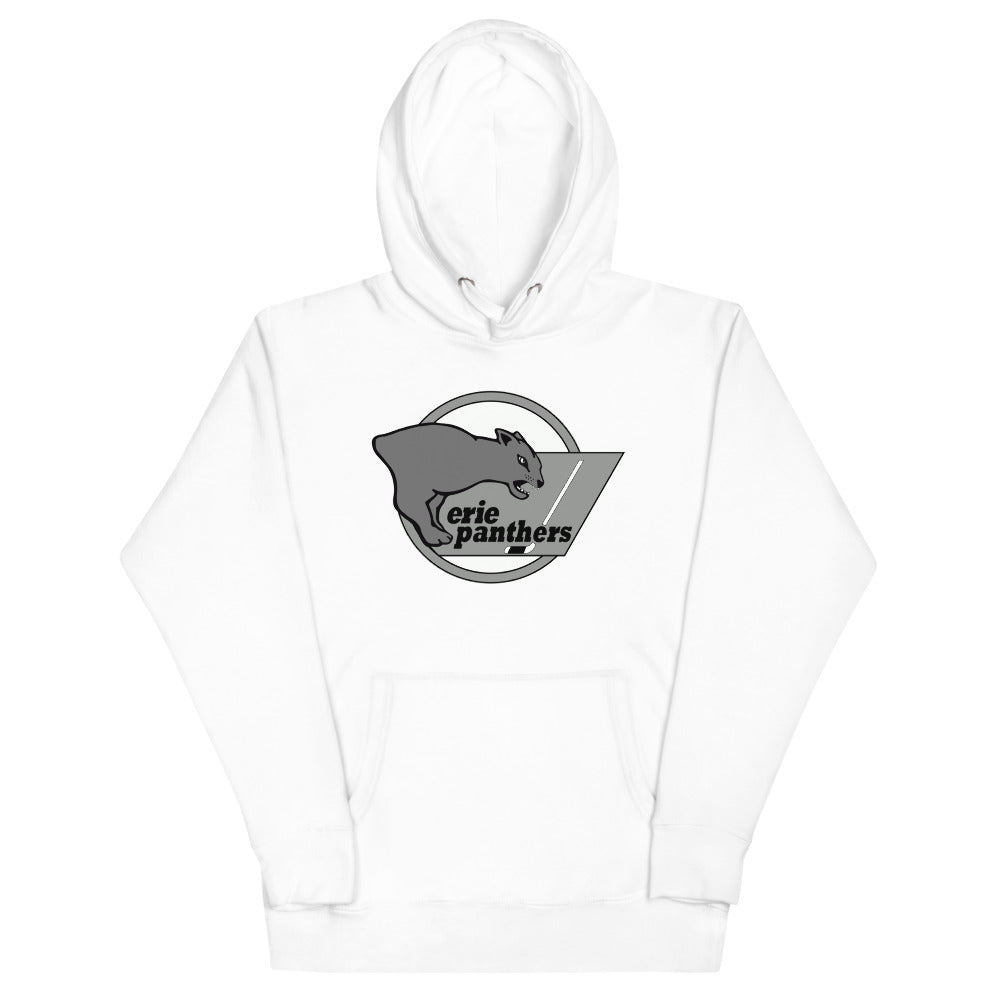 Erie Panthers Hoodie (Premium) with the grey panther leaping over a circle on the front, view 4