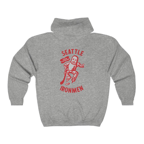 Seattle Ironmen Hoodie (Zip), front, plain (design is on the back)