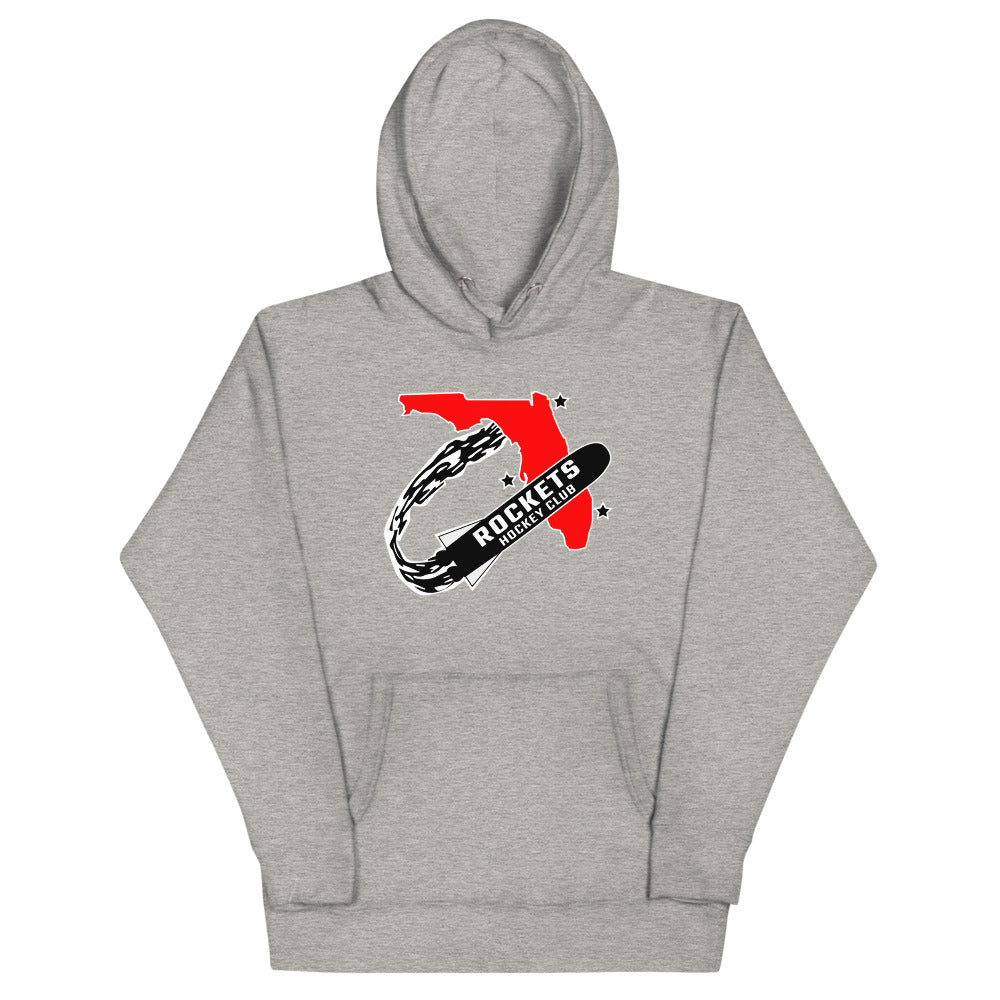 Florida Rockets Hoodie (Premium) with the rocket circling a red state map on the front