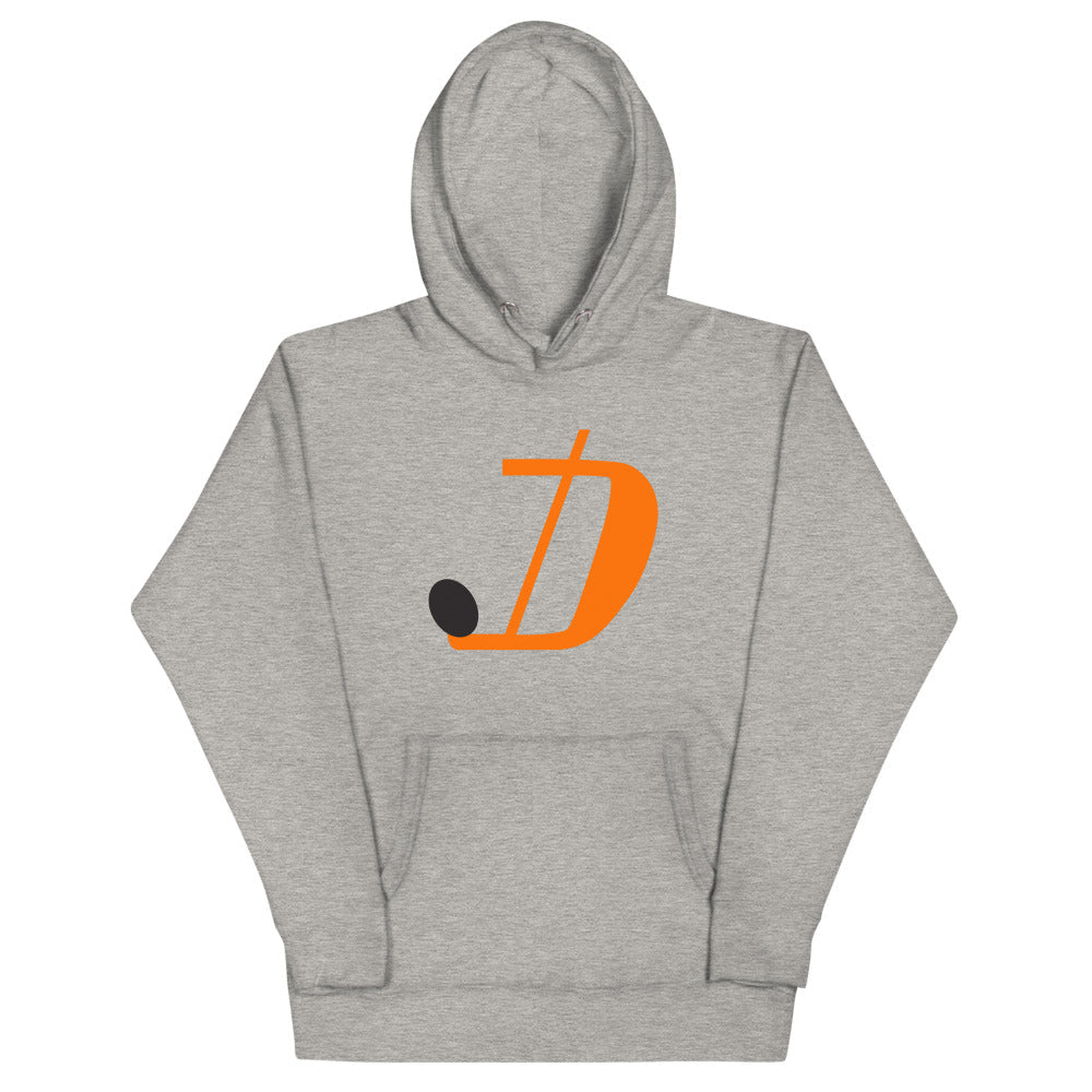 Jersey Hockey Club Hoodie (Premium) with the orange stick-shaped D with a black puck on the front